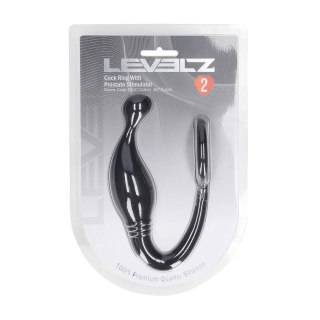 Silicone Cockring with Prostate Stimulator - L - Black SHOTS