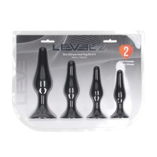Slim Silicone Anal Plug Set of 4 - S/M/L/XL - Black SHOTS