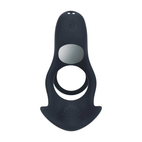 Triple Motor Vibrating Silicone Cockring - Black SHOTS