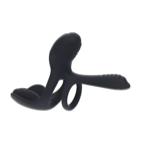 Triple Motor Vibrating Silicone Cockring - Black SHOTS