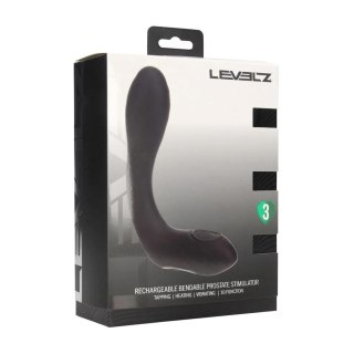 Vibrating Heating Bendable Tapping Silicone Prostate Stimulator - Black SHOTS