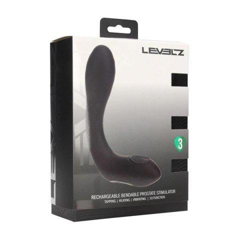 Vibrating Heating Bendable Tapping Silicone Prostate Stimulator - Black SHOTS