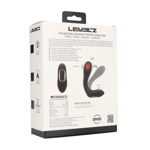 Vibrating Heating Bendable Tapping Silicone Prostate Stimulator - Black SHOTS