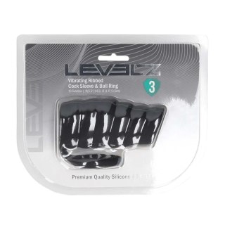 Vibrating Ribbed Silicone Cock Sleeve and Ball Ring - Black SHOTS
