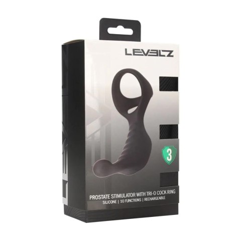 Vibrating Silicone Prostate Stimulator with Tri O Cockring - Black SHOTS