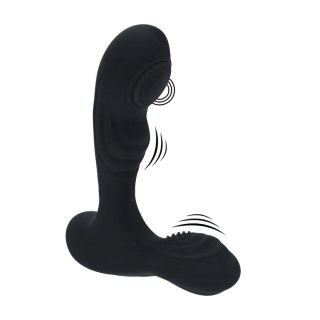 Vibrating and Tapping Silicone Prostate Massager with Ball Stimulator - Black SHOTS