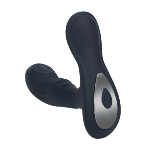 Vibrating and Tapping Silicone Prostate Massager with Ball Stimulator - Black SHOTS