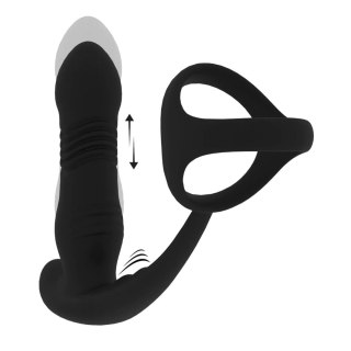 Vibrating and Thrusting Silicone Prostate Massager with Tri O Cockring - Black SHOTS