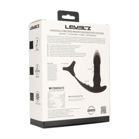 Vibrating and Thrusting Silicone Prostate Massager with Tri O Cockring - Black SHOTS
