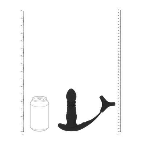 Vibrating and Thrusting Silicone Prostate Massager with Tri O Cockring - Black SHOTS