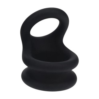 Wide Double O Silicone Cockring - M - Black SHOTS