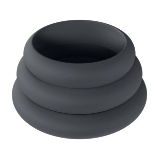 Wide O Silicone Cockring Set of 3 - S/M/L - Black SHOTS