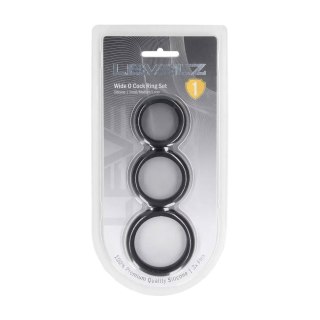 Wide O Silicone Cockring Set of 3 - S/M/L - Black SHOTS