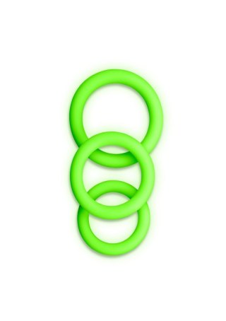 3 pcs Cock Ring Set - Glow in the Dark - Neon Green SHOTS