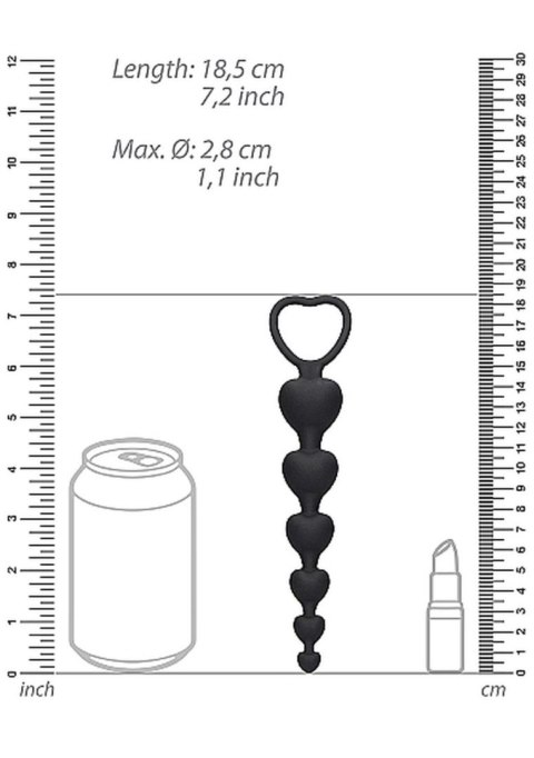 Anal Heart Beads - Black SHOTS