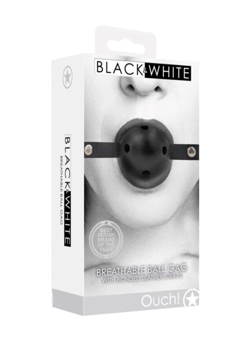 Breathable Ball Gag - With Bonded Leather Straps SHOTS