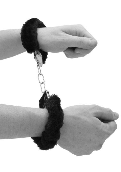 Pleasure Furry Hand Cuffs - With Quick-Release Button SHOTS