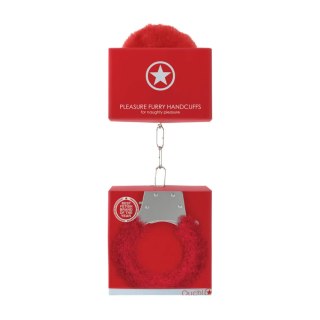 Pleasure Handcuffs Furry Red SHOTS