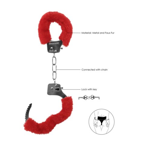Pleasure Handcuffs Furry Red SHOTS
