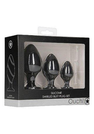 Swirled Butt Plug Set - Black SHOTS