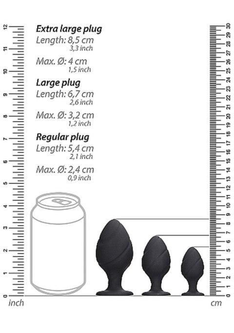 Swirled Butt Plug Set - Black SHOTS