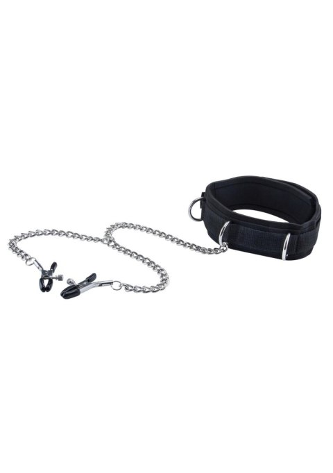 Velcro Collar With Nipple Clamps - With Adjustable Straps SHOTS