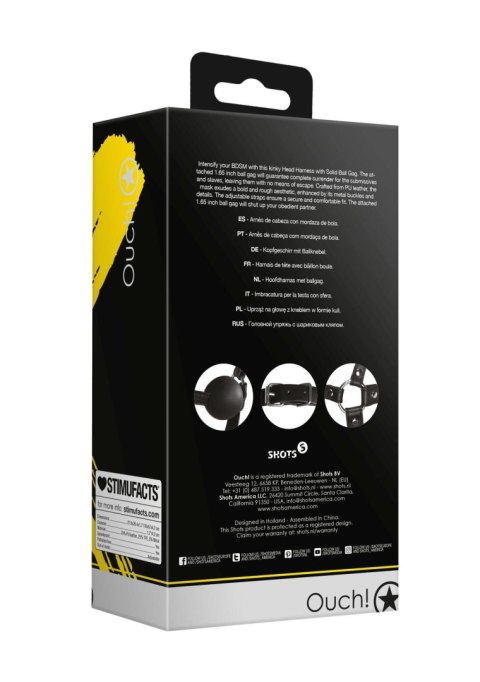 Head Harness with Solid Ball Gag - Black SHOTS