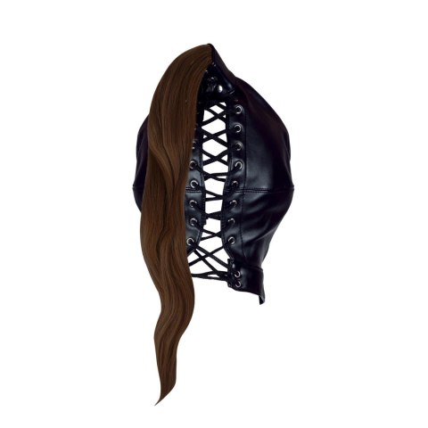 Mask with Brown Ponytail - Black SHOTS