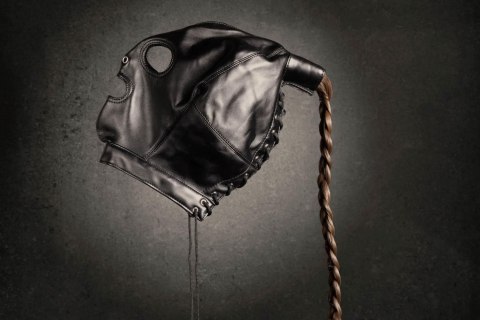 Mask with Brown Ponytail - Black SHOTS