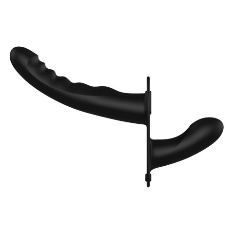 Ouch! - Dual Silicone Ribbed Strap-On - Adjustable - Black SHOTS