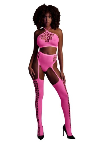 Two Piece with Crop Top and Stockings - Pink - XS/XL SHOTS