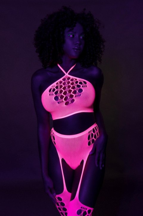 Two Piece with Crop Top and Stockings - Pink - XS/XL SHOTS