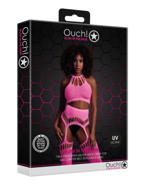 Two Piece with Crop Top and Stockings - Pink - XS/XL SHOTS