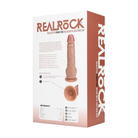 Vibrating Regular Straight Cock with Balls - 23 cm - Tan SHOTS