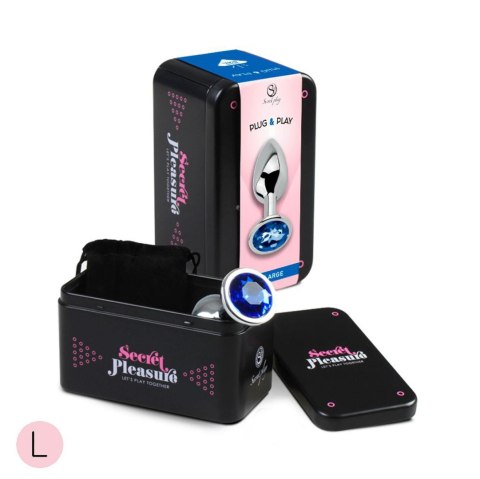 BLUE JEWELLED METAL BUTT PLUG L Secret Play - FEMARVI S.L.