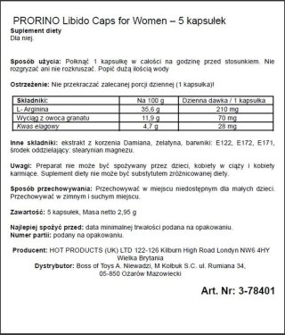Supl.diety-PRORINO Women- 5pcs black line Libido Caps HOT Productions & Vertriebs GmbH