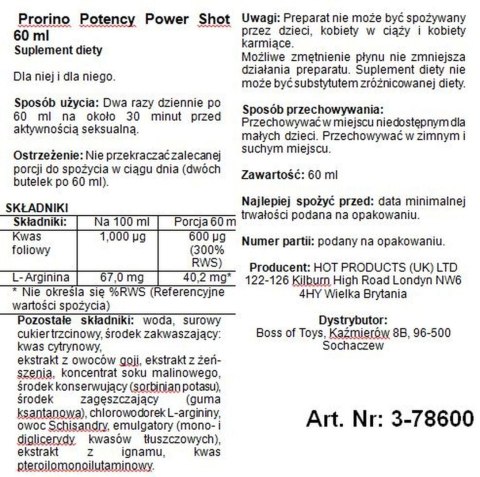 Supl.diety -Prorino Potency Power Shot 60 ml HOT Productions & Vertriebs GmbH