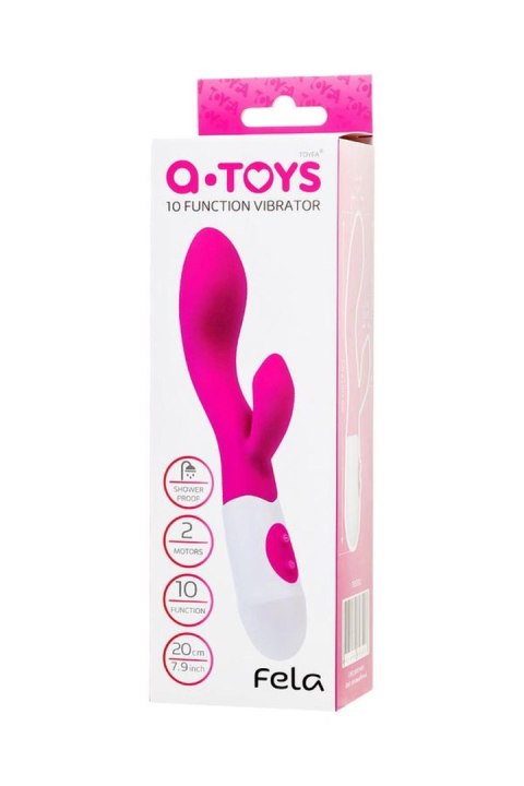 A-TOYS, Vibrator Fela with Clitoral Stimulator, Silicone, Pink, 20.5 cm, 10 speeds, 2xAAA TOYFA - Boys of Toys Sp. z o.o. (dystrybutor)