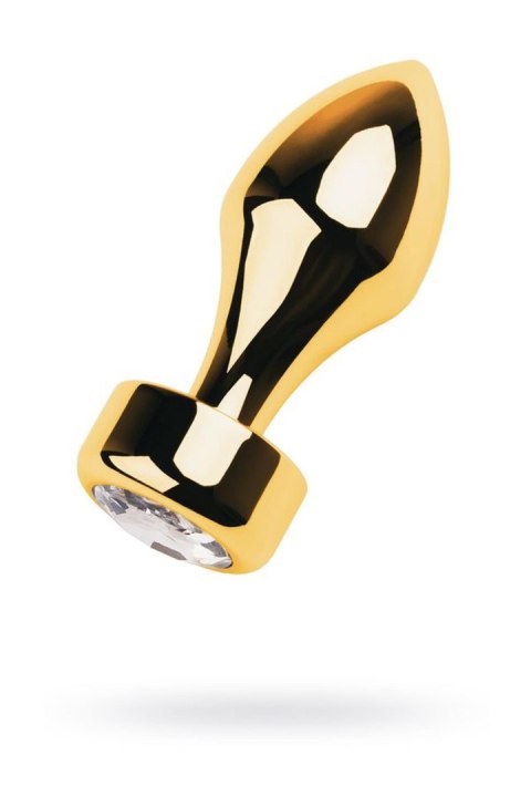 Gold anal plug TOYFA Metal with white round-shaped gem , length 7 cm, diameter 2-3,5 cm, weight 140 gr TOYFA - Boys of Toys Sp. z o.o. (dystrybutor)
