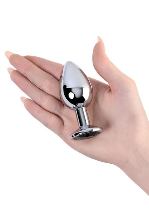 Silver anal plug TOYFA Metal with black round-shaped gem TOYFA - Boys of Toys Sp. z o.o. (dystrybutor)