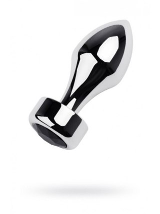Silver anal plug TOYFA Metal with black round-shaped gem, length 8,2 cm, diameter 2,5-3,8 cm, weight 210 gr TOYFA - Boys of Toys Sp. z o.o. (dystrybutor)