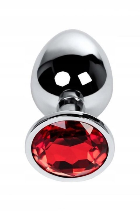 Silver anal plug TOYFA Metal with red round-shaped gem, TOYFA - Boys of Toys Sp. z o.o. (dystrybutor)