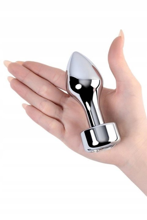 Silver anal plug TOYFA Metal with white round-shaped gem TOYFA - Boys of Toys Sp. z o.o. (dystrybutor)