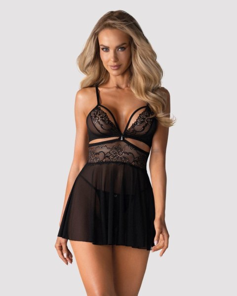 Bielizna-838-BAB-1 babydoll i stringi czarna S/M Obsessive - Amocarat Sp. z o.o.