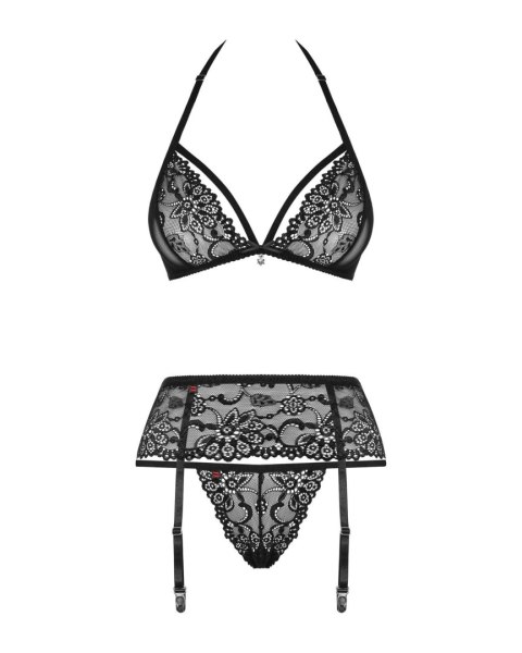 Bielizna-838-SEG-1 komplet 3-częściowy czarny S/M Obsessive - Amocarat Sp. z o.o.