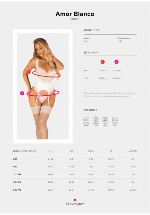 Bielizna-Amor Blanco gorset i stringi biały L/XL Obsessive - Amocarat Sp. z o.o.