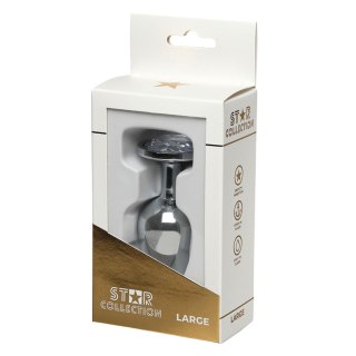 Star Collection - Silver Metal Anal Plug L - Clear Stone Intimate Distribution