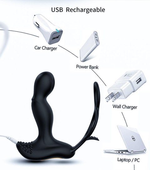 Wibrator-Silicone Massager 7 Function and Heating Function, Black Boys of Toys Sp. z o.o.