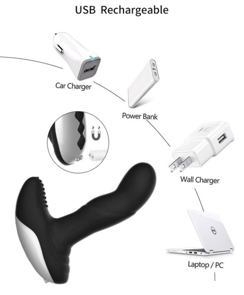 Wibrator-Silicone Massager USB 7 Function + Pulsator / Heating BLACK Boys of Toys Sp. z o.o.