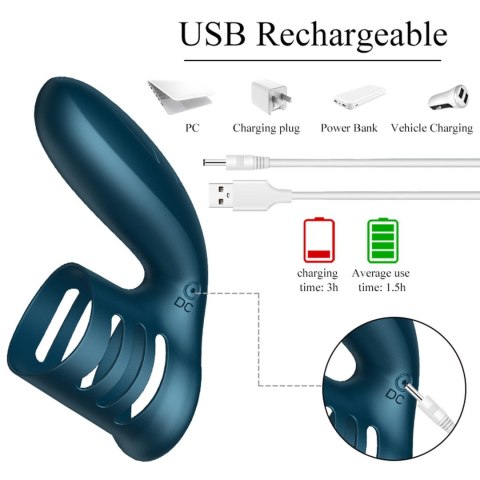 Wibrator-Silicone Ring Blue USB 7 Function Boys of Toys Sp. z o.o.